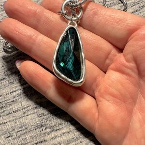 Analow jewelry necklace green in color long hanging necklace brand new in bag